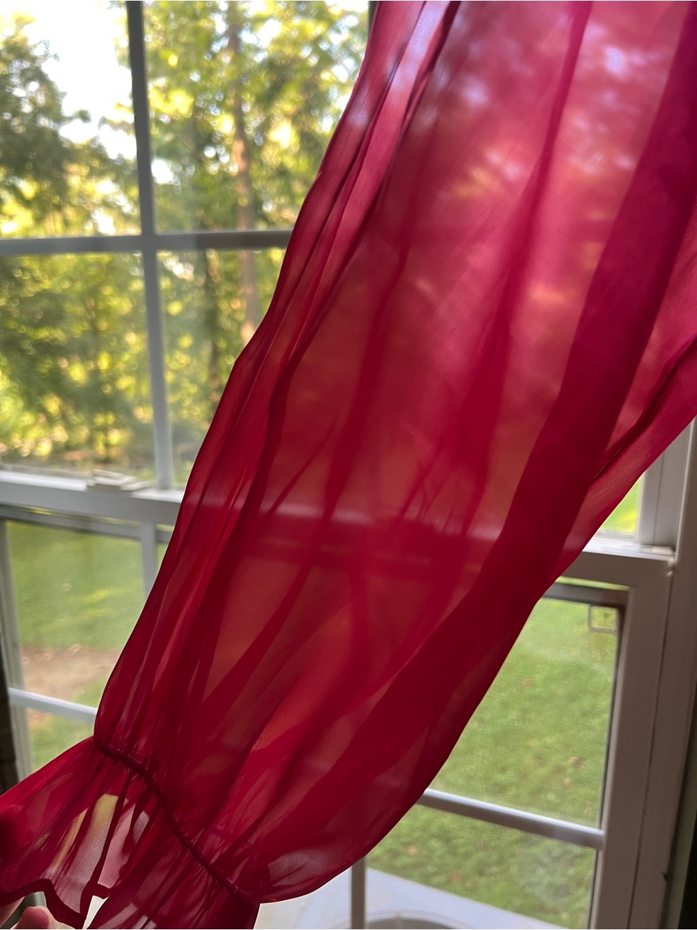 Holiday Red Long-Sleeve Chiffon Dress - Picture 5 of 6